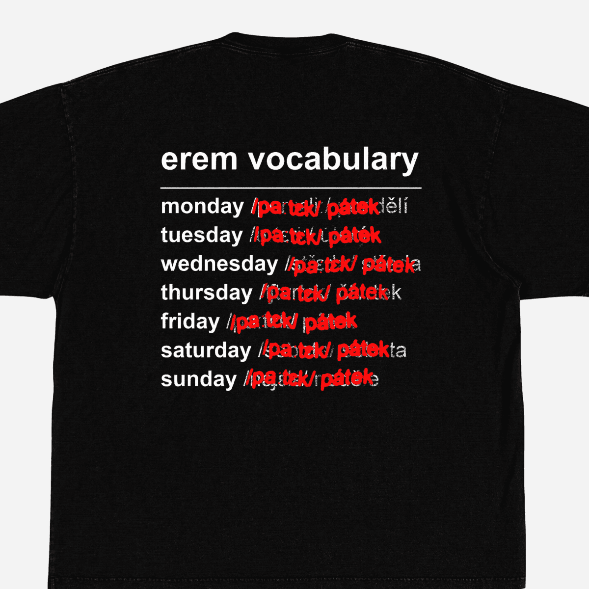 Vocabulary tee — pohled produktu