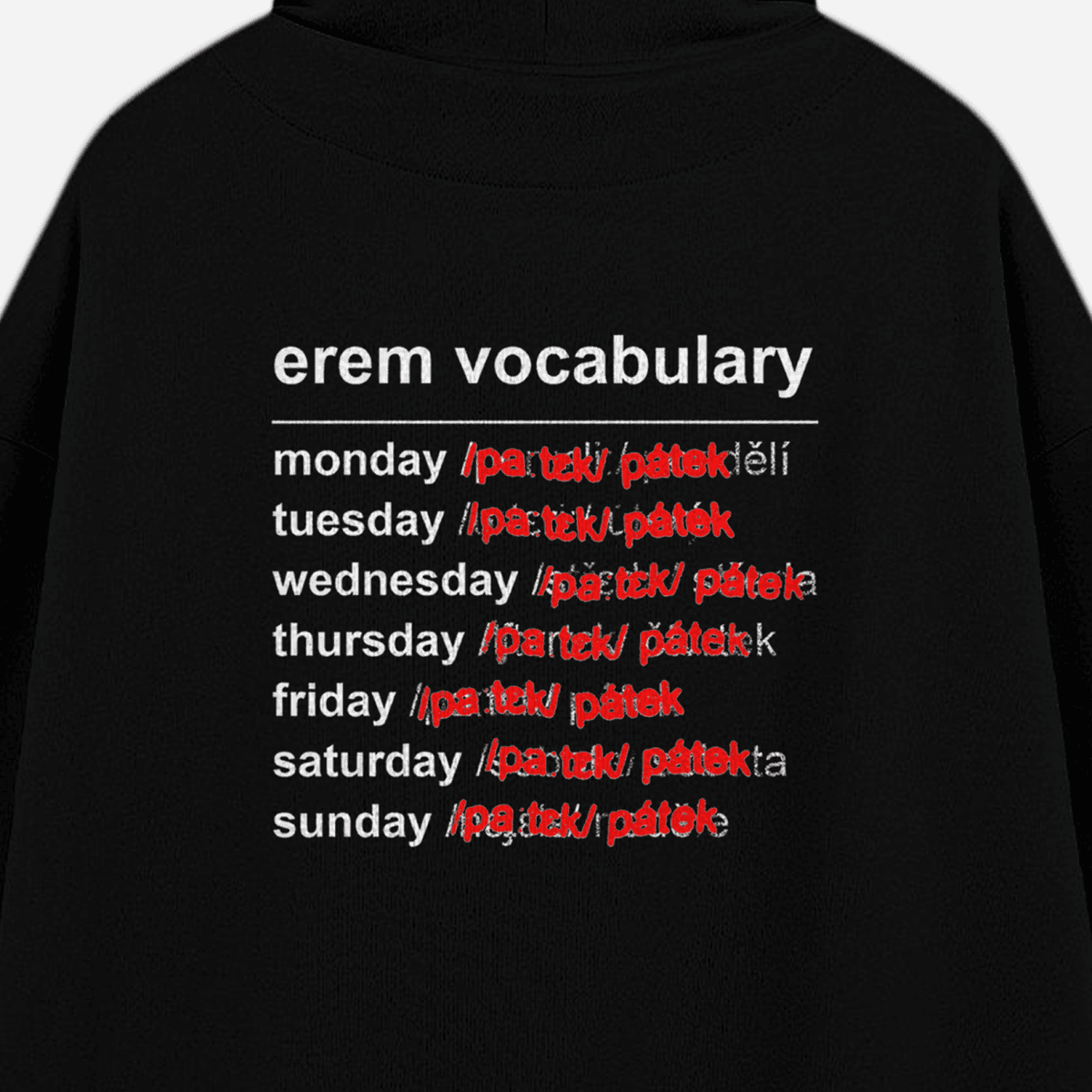 Vocabulary hoodie — pohled produktu